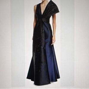 Midnight Blue and Black Sachin & Babi couture Gown NWT SZ 2